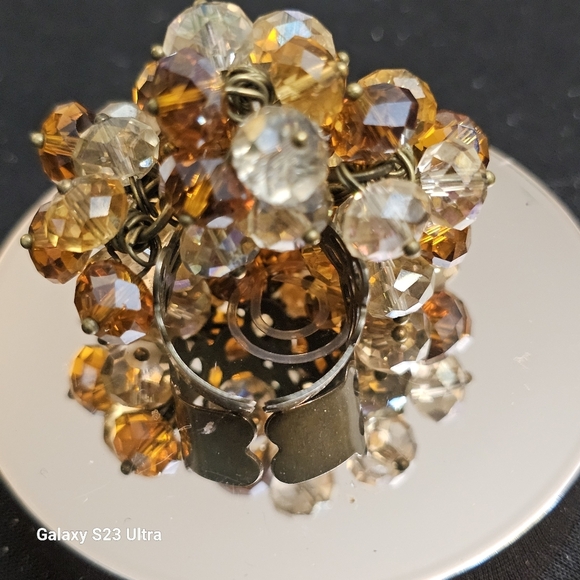 Large Crystal Cluster Ring  6-1/2 adjustable - Picture 5 of 7